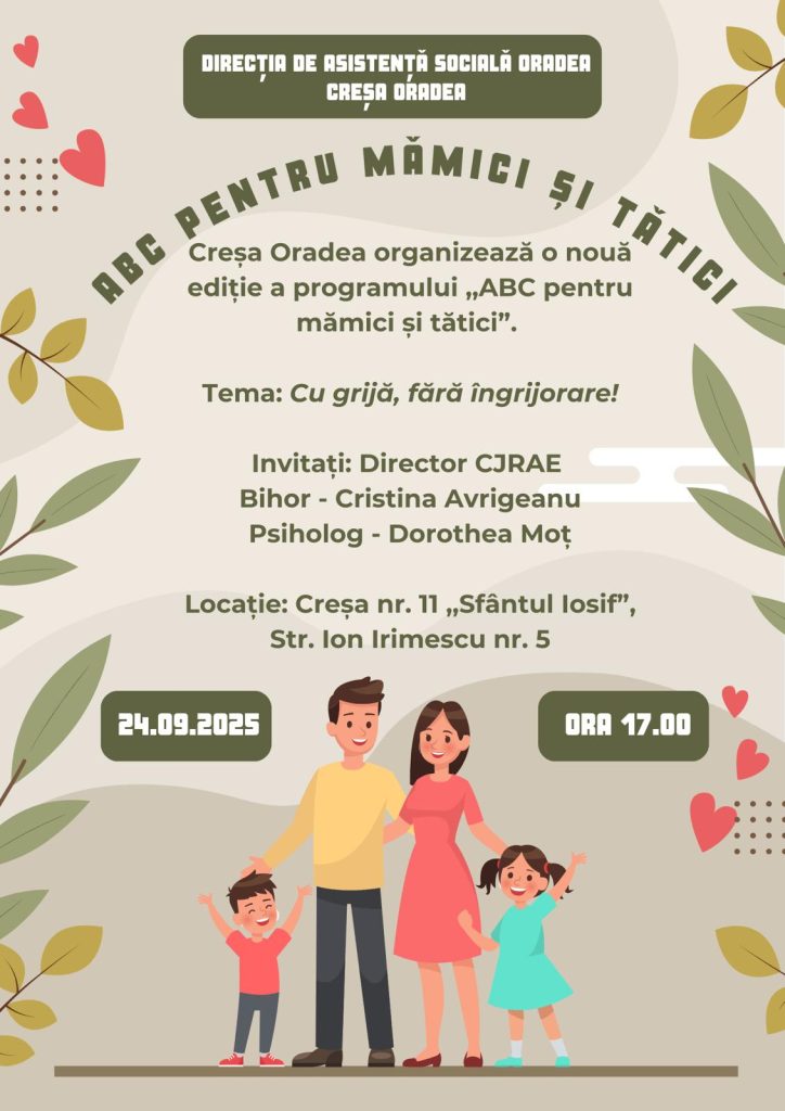 Directia de Asistenta Sociala Oradea Reincep intalnirile ABC pentru parinti